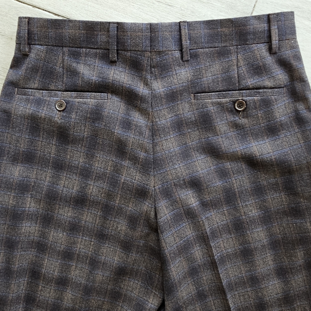 ⭐️NEW Zignone Men's Plaid Brown Pants - Picture 2 of 7